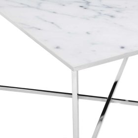 Couchtisch Stellario in Weiß und Chromfarben mit quadratischer Glasplatte – Ansicht 4