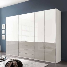 Zweifarbiger Kleiderschrank Latina Front glasbeschichtet mit vier Schubladen – Ansicht 2
