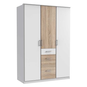 Schlafzimmerkleiderschrank Georgia in Eiche Sägerau und Weiß – Ansicht 1