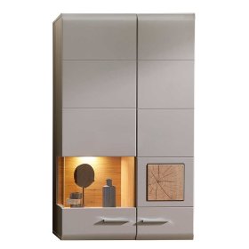 Wandvitrine Accadira in Grau und Eiche Optik mit LED Beleuchtung – Ansicht 1