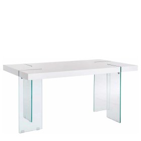 Esstisch Franzesca in Weiß Hochglanz aus Sicherheitsglas und MDF – Ansicht 1