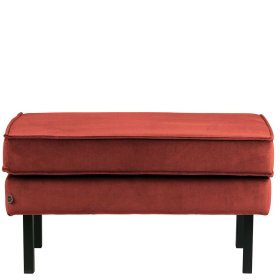 Polsterhocker Klasvan in Rotbraun Samt im Retro Design – Ansicht 2