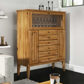 Highboard Tyvoria aus Wildeiche Massivholz mit Glasklappe – Ansicht 3