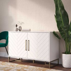 Weißes Sideboard Botein in modernem Design mit Bügelgestell aus Metall – Ansicht 2