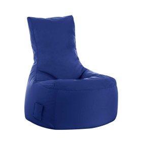 Sitzsack Sessel Larros in Blau mit Fußhocker – Ansicht 2