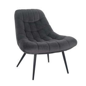 Design Lounge Sessel Azuro in Dunkelgrau Samt mit 50 cm Sitzhöhe – Ansicht 1