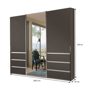 Made in Germany Schiebetürschrank Favorite in Braun mit Metallgriffen – Ansicht 10