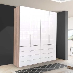 Schlafzimmerkleiderschrank Andryas glasbeschichtet in Weiß – Ansicht 3