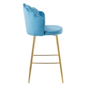 Barhocker Salm in Blau und Goldfarben Muschelform (2er Set) – Ansicht 3