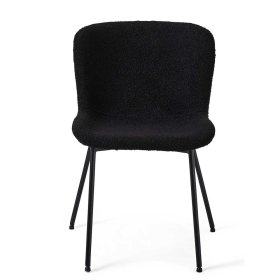Esstisch Stühle Lugania aus Boucle in Schwarz (2er Set) – Ansicht 3