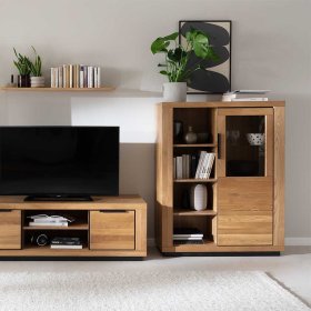 Highboard Jayva in Wildeichefarben teilmassiv – Ansicht 12