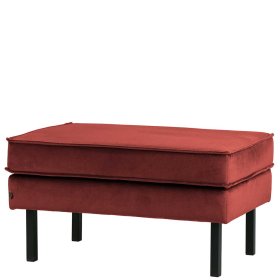 Polsterhocker Klasvan in Rotbraun Samt im Retro Design – Ansicht 1