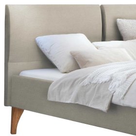 Stoffbett Beige Laan mit Vierfußgestell aus Holz in Eiche Bianco – Ansicht 3