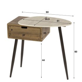 Nachttisch Kommode Nivatus 60 cm breit mit Dreifußgestell – Ansicht 6