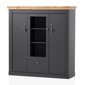 Wohnzimmervitrinenschrank Saridio 146 cm hoch im Landhausstil – Ansicht 1