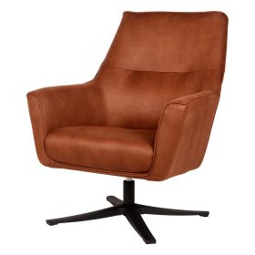 Wohnzimmersessel Kimms in Cognac Braun Microfaser mit Drehgestell – Ansicht 1