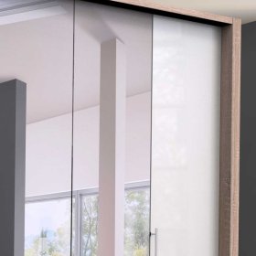Premium Schlafzimmerschrank Andryas in Weiß und Eiche Sägerau mit Spiegel – Ansicht 5