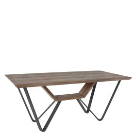 Esszimmer Tisch modern Landira in Schwarz und Eichefarben mit Ablage – Ansicht 1