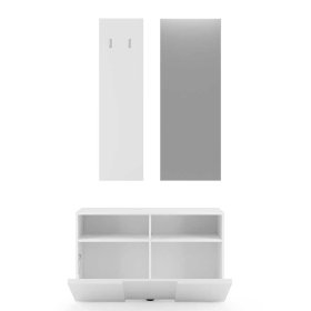 Komplett Garderobe Jalton in Weiß Hochglanz 91 cm breit (dreiteilig) – Ansicht 4