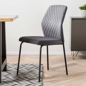 Polsterstuhl Set Esszimmer Drujano in Grau aus Samt (2er Set) – Ansicht 2