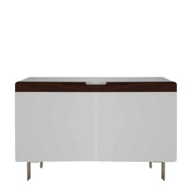 Wohnzimmer Kommode Findus 2 Türen mit Soft Close Weiß & Nussbaumfarben – Ansicht 1