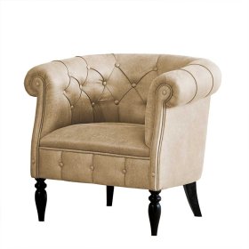 Polstersessel Reclas im Chesterfield Look in Beige und Schwarz – Ansicht 1