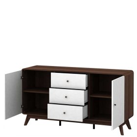 Wohnzimmer Sideboard Crenal in Weiß und Walnussfarben im Skandi Design – Ansicht 3