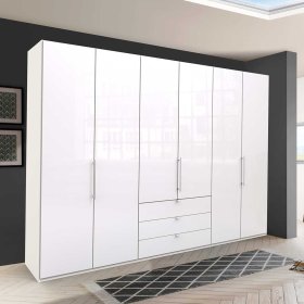 Weißer großer Kleiderschrank Grinzia mit Falttüren – Ansicht 3