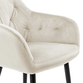 Samt Esszimmersessel Aurach in Cremefarben und Schwarz 49 cm Sitzhöhe – Ansicht 5