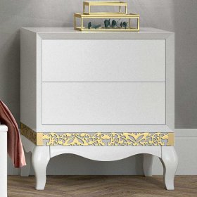 Neorenaissance Bett und Kommoden Jedvila in Weiß und Goldfarben (dreiteilig) – Ansicht 6