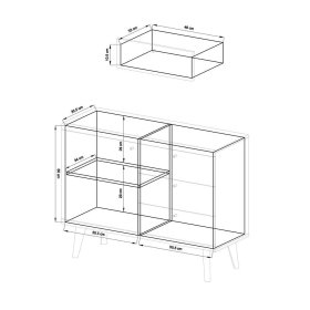 Anbauwand Levanca im Skandi Design in Weiß und Eichefarben (vierteilig) – Ansicht 15
