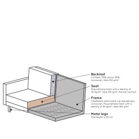Couch Majero in Taupe Webstoff im Retro Look – Ansicht 9