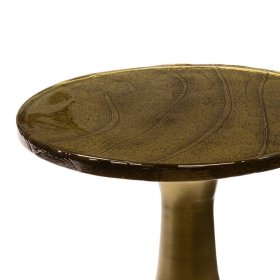 Beitisch Lakos in Altgoldfarben mit Gussglas Platte – Ansicht 4