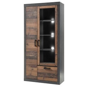 Wohnwand Frondito in Dunkelgrau und Altholz Optik 250 cm breit (dreiteilig) – Ansicht 4