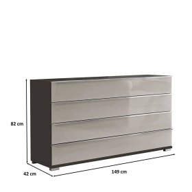 Modernes Sideboard Sanctos mit Metallgriffen Front glasbeschichtet – Ansicht 7