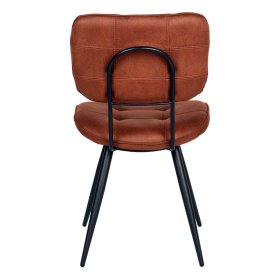 Microfaser Polsterstuhl Set Jiamano in Cognac Braun mit Steppungen (2er Set) – Ansicht 4