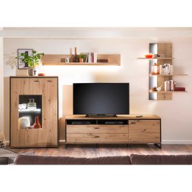 Anbauwand Geronda in Anthrazit und Eiche Optik modern (vierteilig) – Ansicht 2