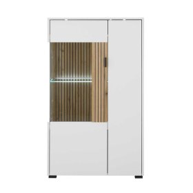 Highboard Vitrine Saladd in Weiß und Wildeichefarben – Ansicht 3