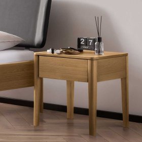 Doppelbett mit Polsterkopfteil Stufania aus Eiche Massivholz hell geölt – Ansicht 5