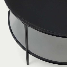 Schwarzer Wohnzimmertisch Cusern aus Glas und Metall 80 cm breit – Ansicht 3