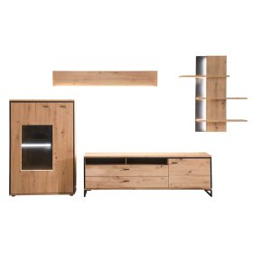 Anbauwand Geronda in Anthrazit und Eiche Optik modern (vierteilig) – Ansicht 1