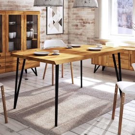 Küchen Tisch Cariasca aus Wildeiche Massivholz und Stahl im Industriedesign – Ansicht 3