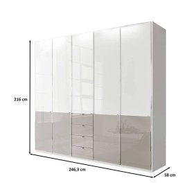 XL Schlafzimmerkleiderschrank Latina Front glasbeschichtet mit vier Schubladen – Ansicht 9