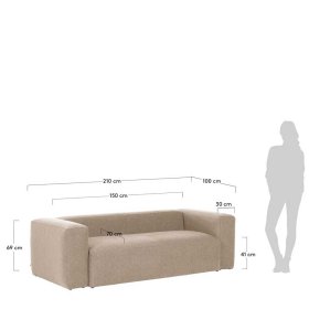 Couch in Beige Cistra aus Chenillegewebe mit zwei Sitzplätzen – Ansicht 9