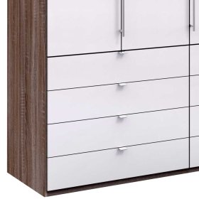 Kompakt Schlafzimmerschrank Yunidra in Weiß und Eiche Trüffelfarben – Ansicht 4