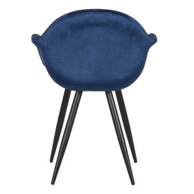 Samt Esszimmer Polsterstuhl Set Lagacina in Blau mit Armlehnen (2er Set) – Ansicht 4
