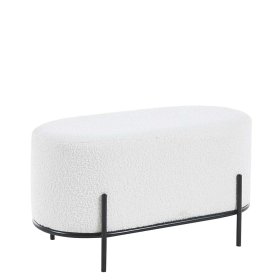 Ovaler Hocker Bryan aus Boucle Stoff und Metall 42 cm hoch – Ansicht 2