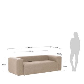 3 Sitzer Sofa Stem in Beige 240x100 cm – Ansicht 9