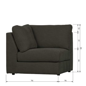 Sofa Modul Eckelement Trois in Anthrazit Rücken echt bezogen – Ansicht 14