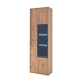 Vitrinenschrank Vruamosa in Eiche Bianco und Anthrazit 1-türig – Ansicht 1